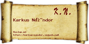 Karkus Nándor névjegykártya